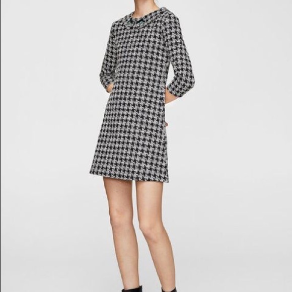 Mango Houndstooth dress with embellished neck - Picture 2 of 5